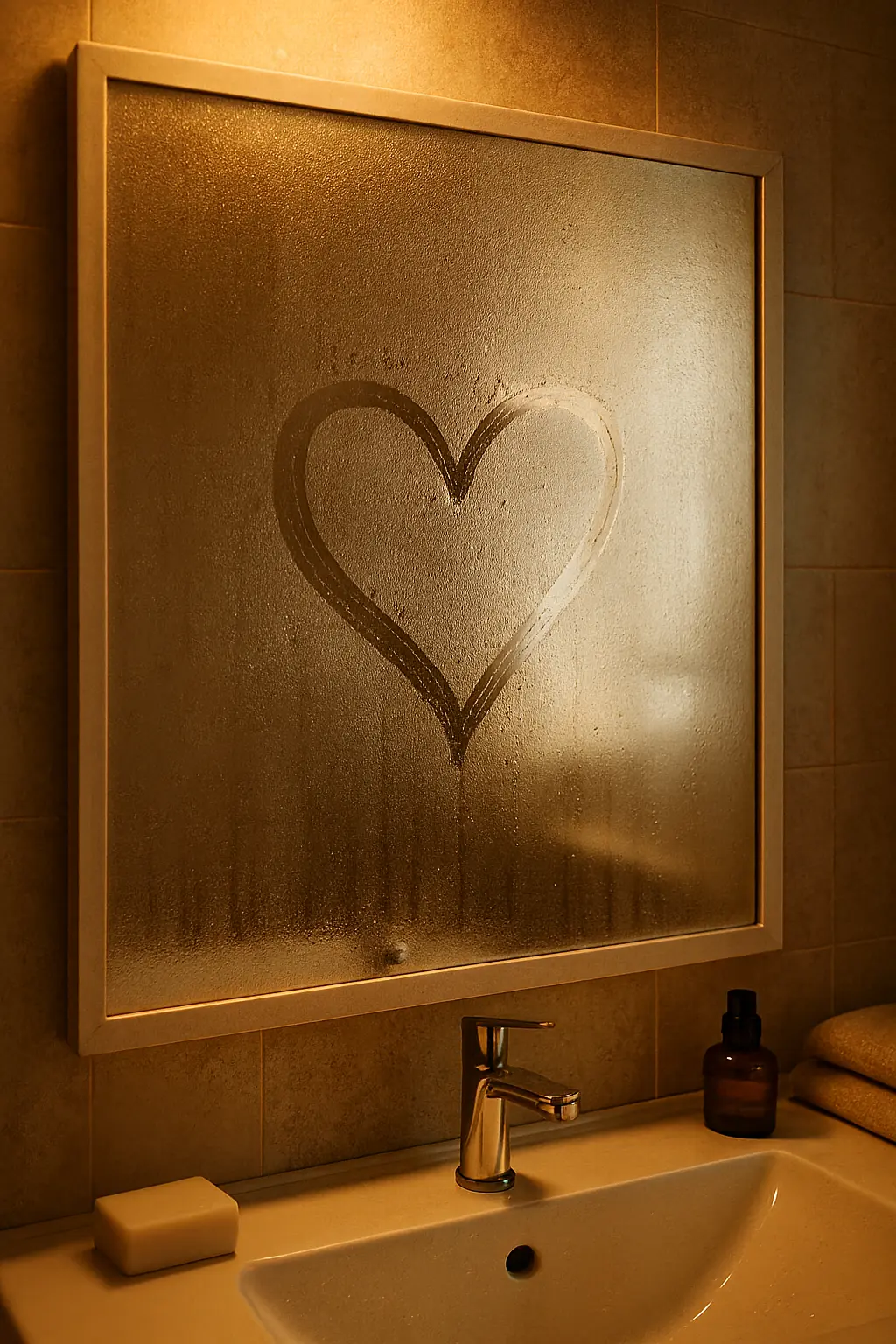 coeur buée miroir