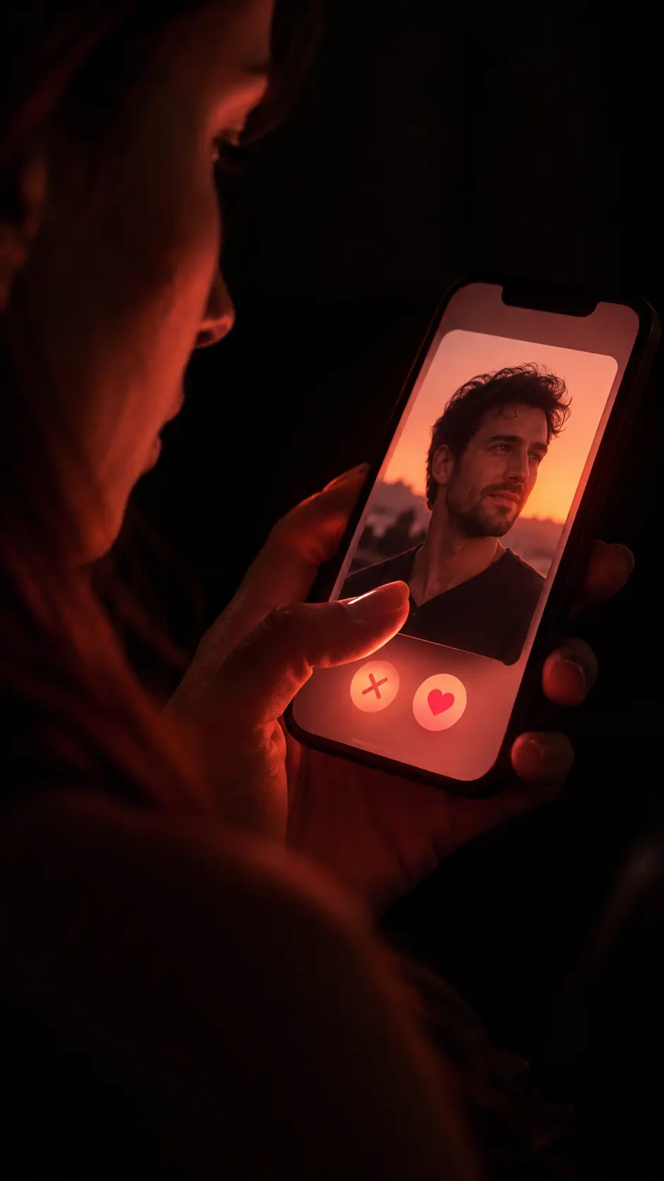 Femme consultant une application de rencontre sur son téléphone