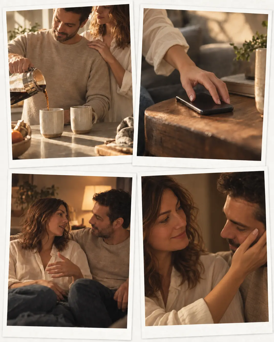 Collage de moments de complicité au quotidien dans un couple
