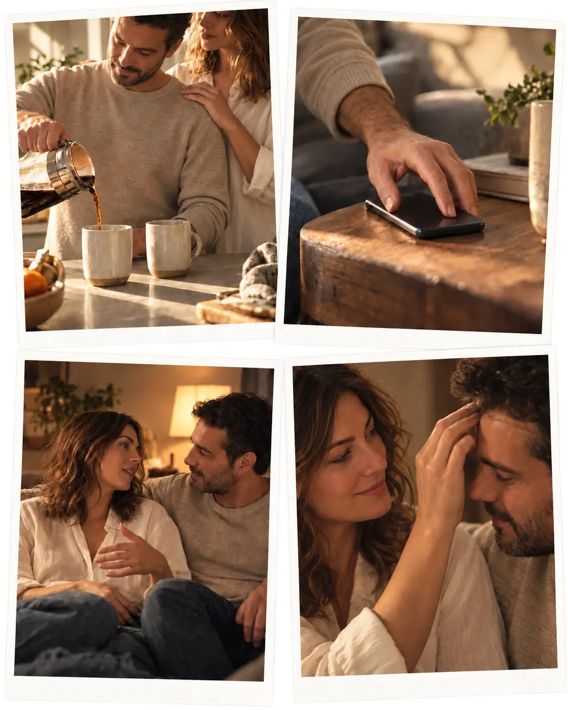 Photos de moments de complicité au quotidien dans un couple